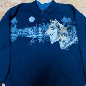 Vintage 1990 Wolf Full Moon Crewneck L